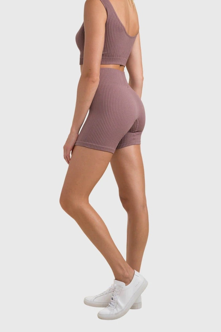 Ribbed Seamless High Waisted Short Shorts