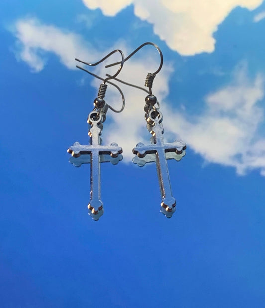 Silver Cross Earrings