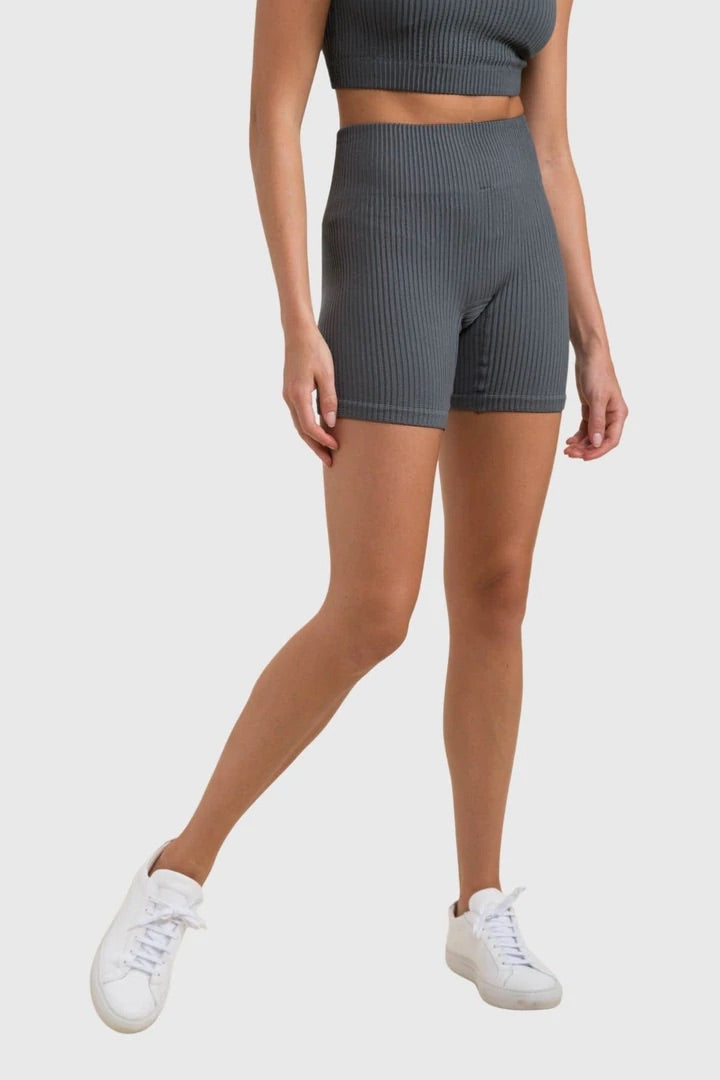 Ribbed Seamless High Waisted Short Shorts