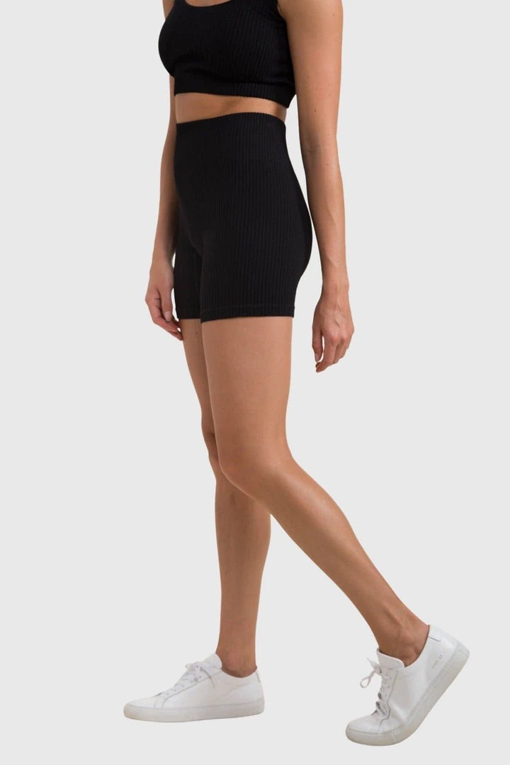 Ribbed Seamless High Waisted Short Shorts