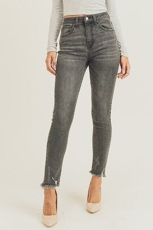 High - Waisted Frayed Skinny Jean - House of Drip Apparel