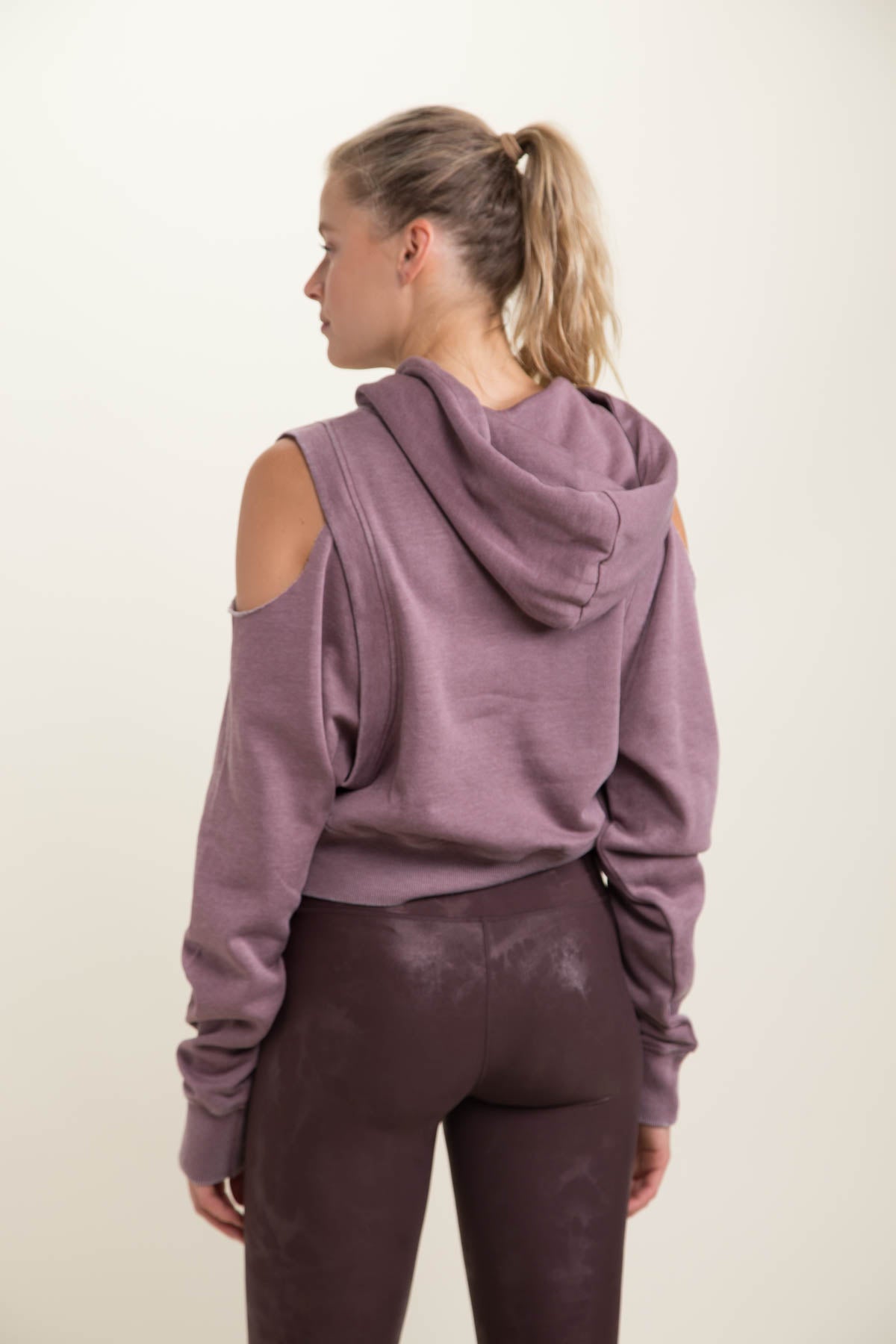 Hooded Sweatshirt Open Shoulder Crop - House of Drip Apparel