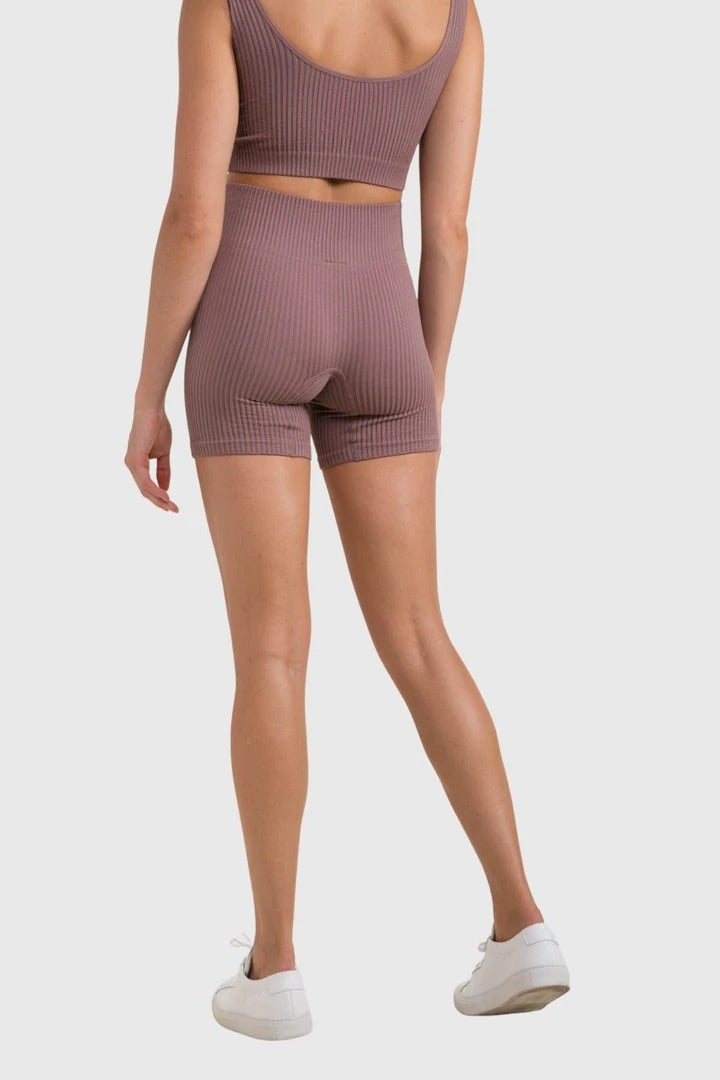 Ribbed Seamless High Waisted Short Shorts