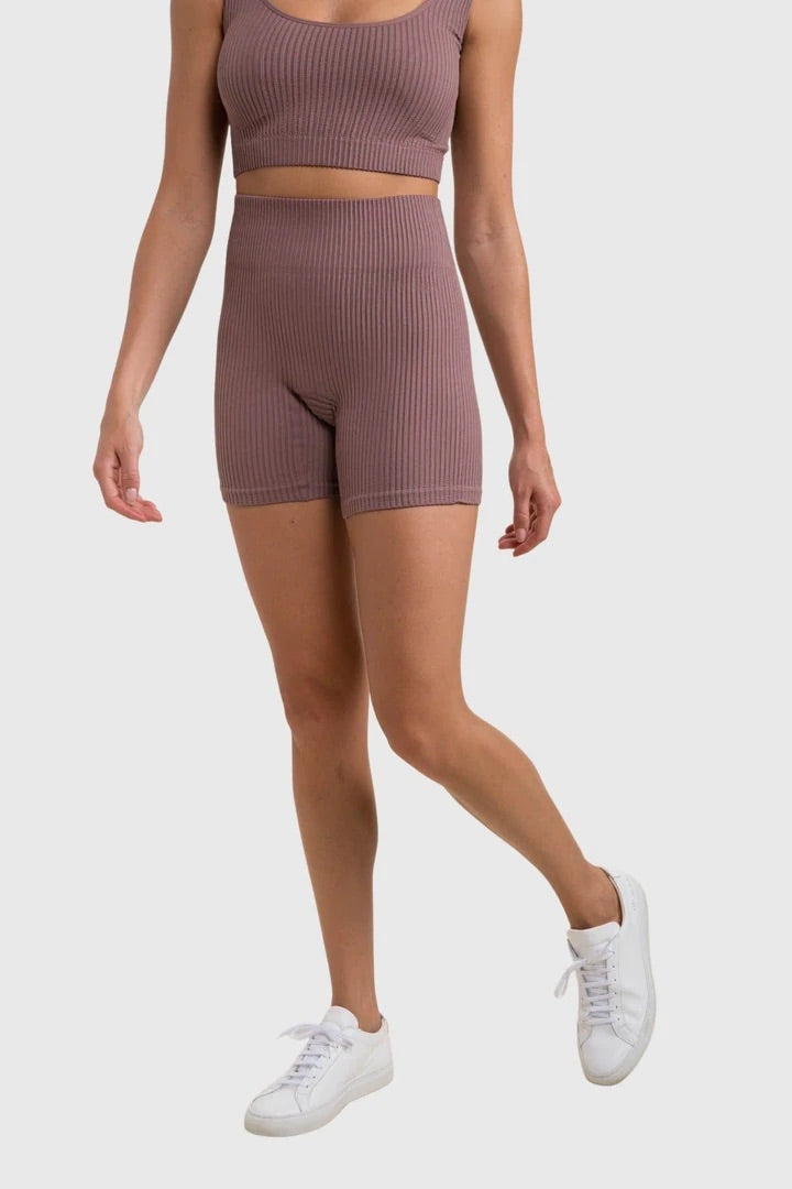 Ribbed Seamless High Waisted Short Shorts