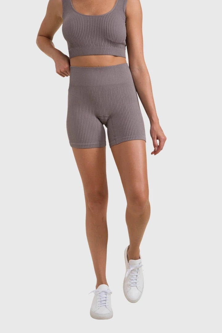 Ribbed Seamless High Waisted Short Shorts