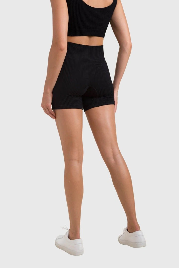Ribbed Seamless High Waisted Short Shorts