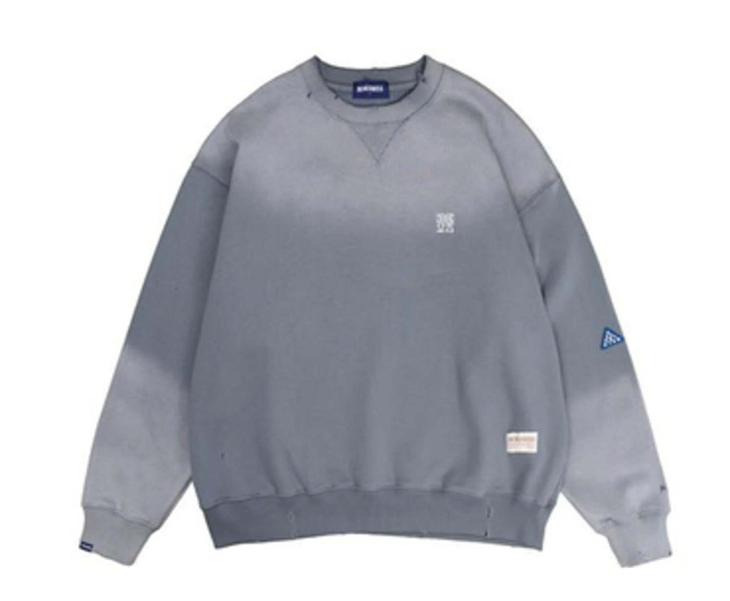 Solar Sunfaded Crewneck - Devastates in gray with contrasting sleeves and logo detail.