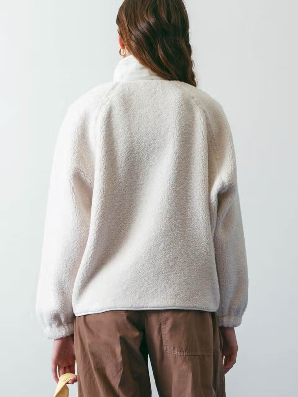 Solid Snap Button Fleece Jacket