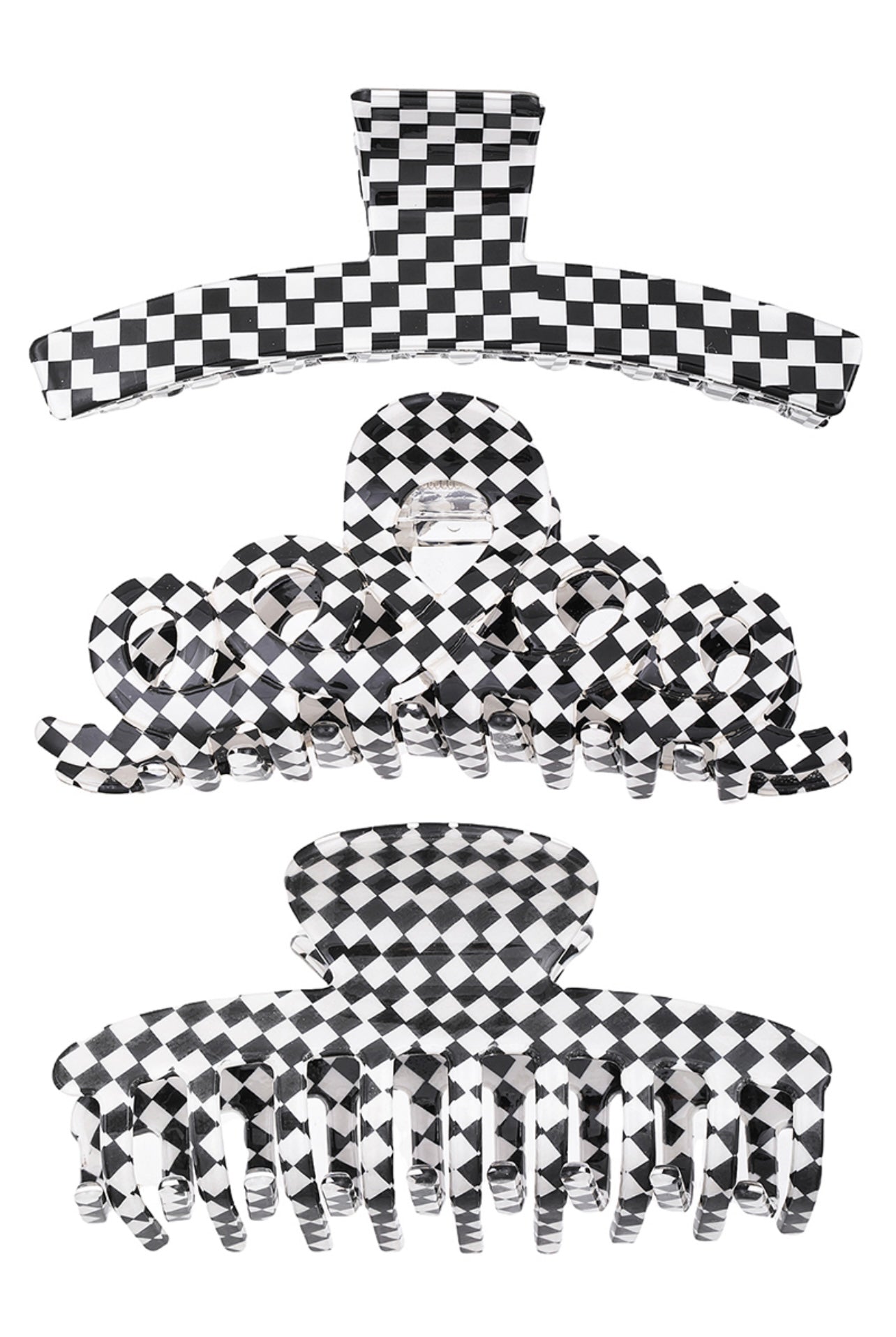 3 Piece Checkered Claw Clips - House of Drip Apparel