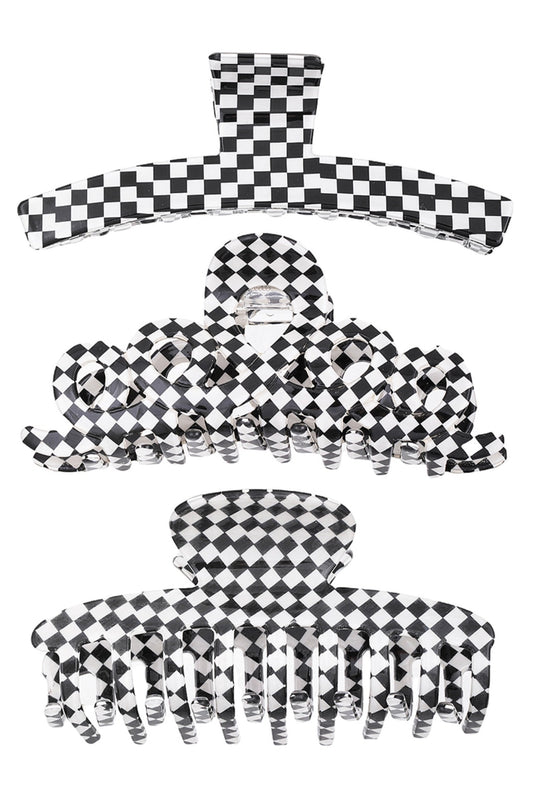 3 Piece Checkered Claw Clips - House of Drip Apparel