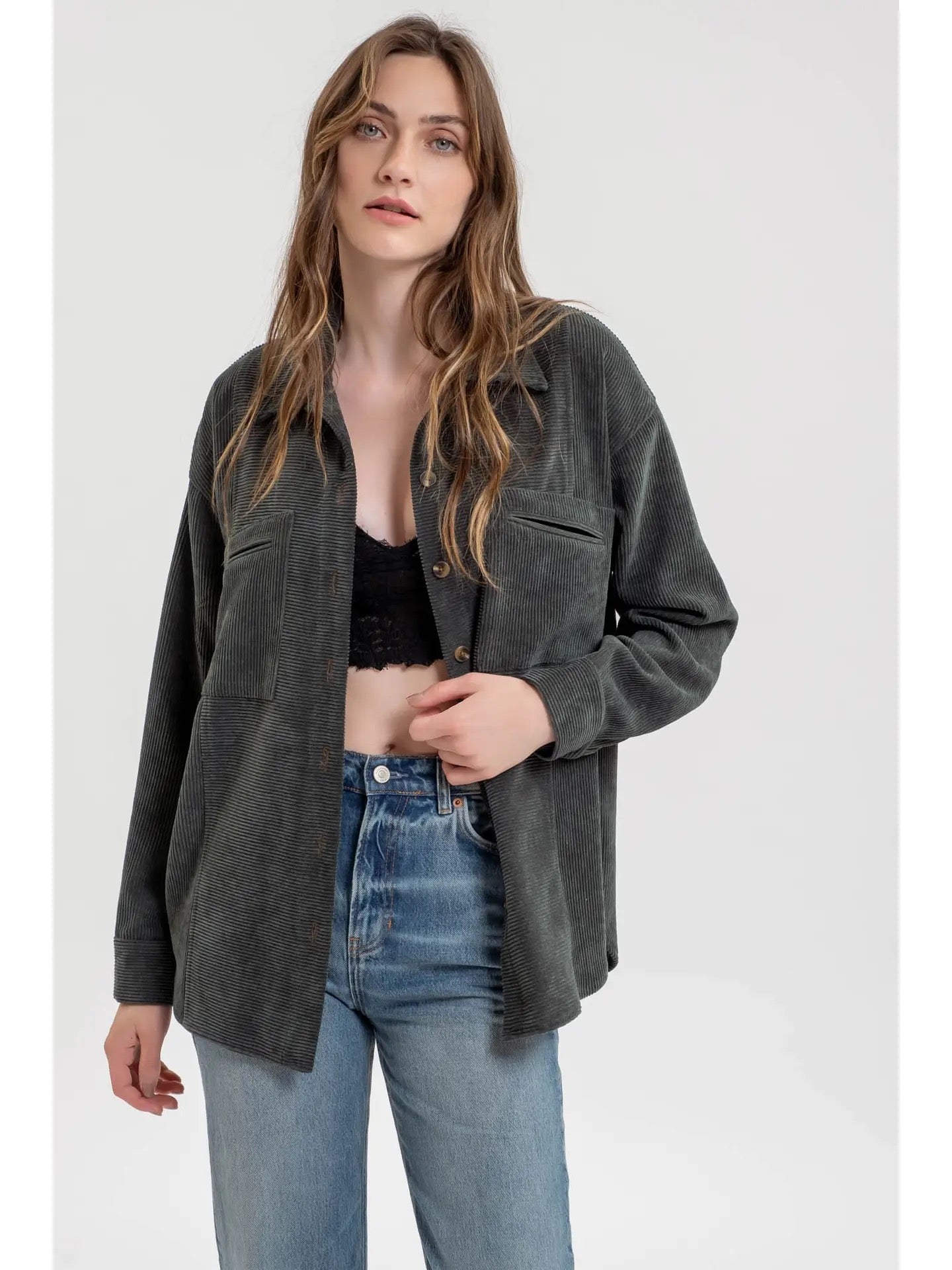 Corduroy Button Up Shacket - House of Drip Apparel