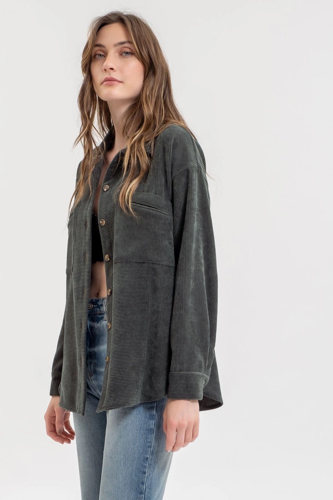 Corduroy Button Up Shacket - House of Drip Apparel