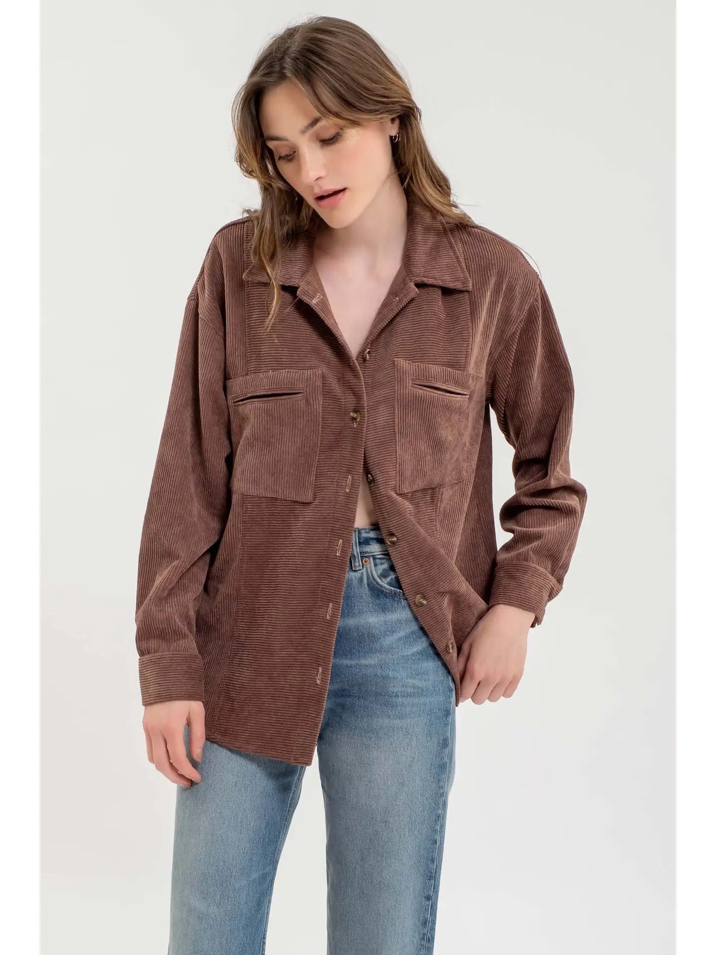 Corduroy Button Up Shacket - House of Drip Apparel