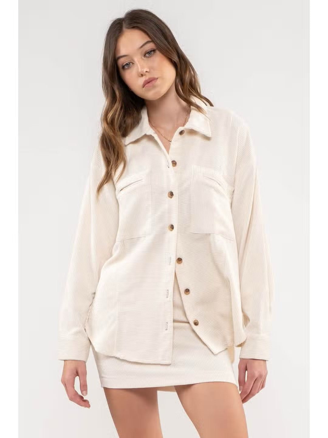 Corduroy Button Up Shacket - House of Drip Apparel