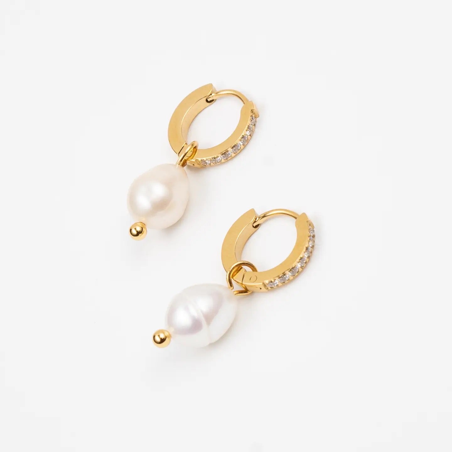 CZ Pearl Drop Huggies - House of Drip Apparel