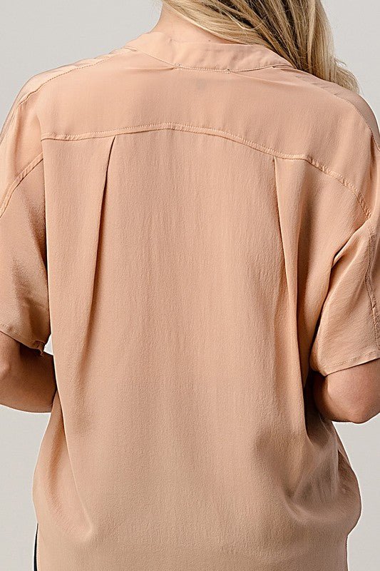 Dolman Sleeve Silk Solid Blouse Top - House of Drip Apparel