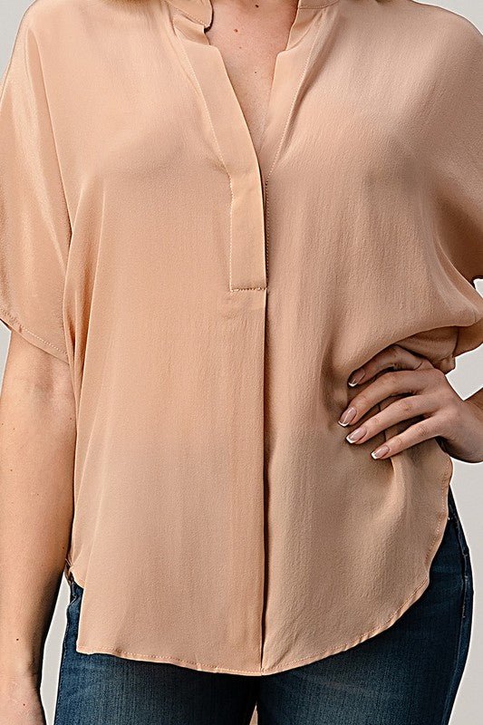 Dolman Sleeve Silk Solid Blouse Top - House of Drip Apparel