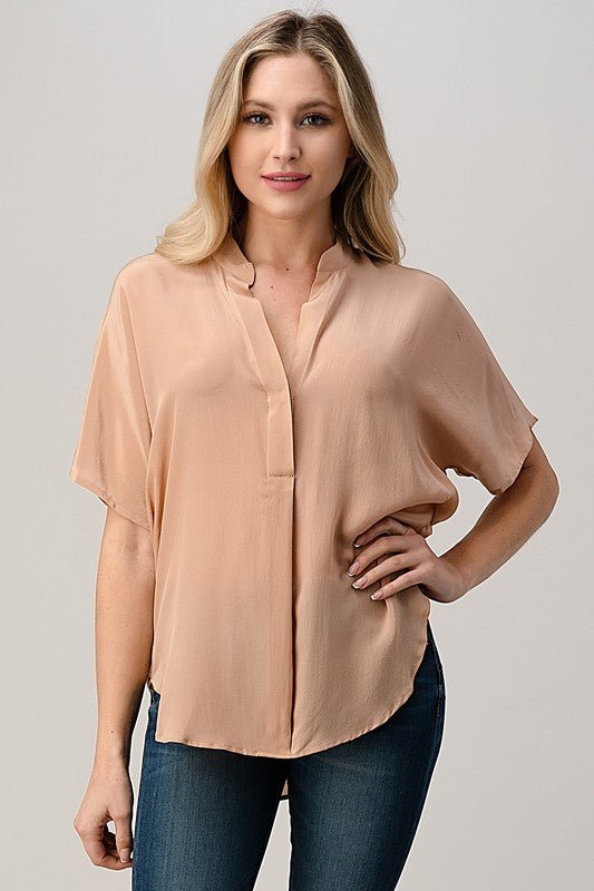 Dolman Sleeve Silk Solid Blouse Top - House of Drip Apparel