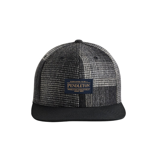 Plaid Flat Brim Hat Patchwork Black - Pendleton