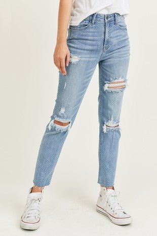 High - Rise Distressed Skinny Jean - House of Drip Apparel
