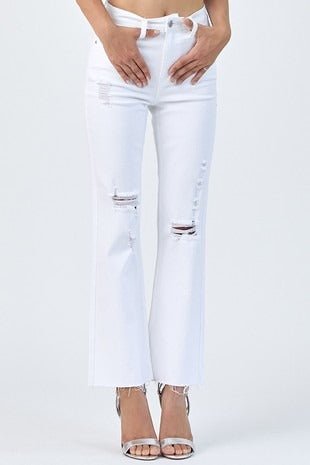 High Rise Distressed Straight Leg Jeans - House of Drip Apparel