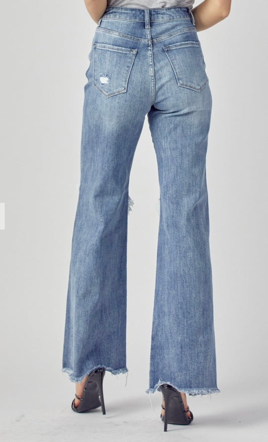 High Rise Distressed Wide Leg Dad Jeans - House of Drip Apparel