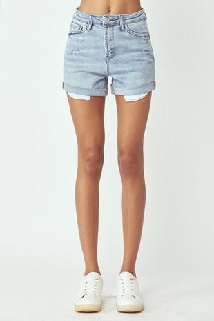 High Rise Rolled Up Shorts - House of Drip Apparel