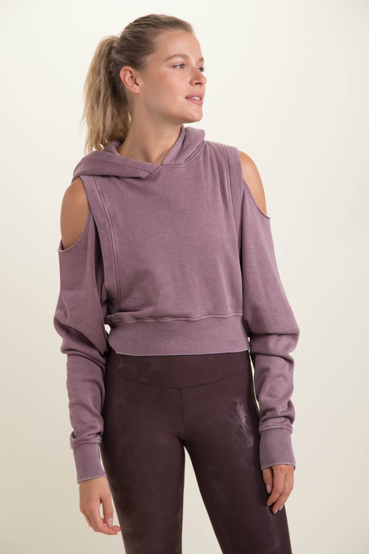 Hooded Sweatshirt Open Shoulder Crop - House of Drip Apparel