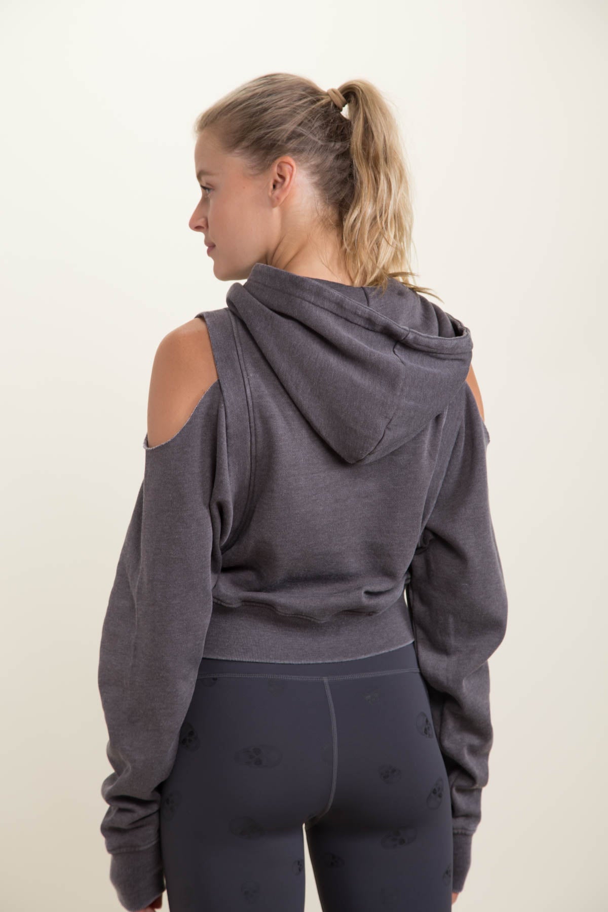 Hooded Sweatshirt Open Shoulder Crop - House of Drip Apparel