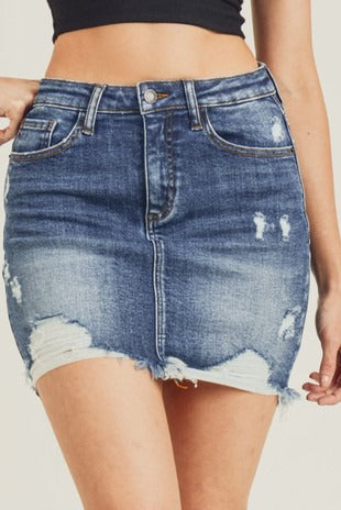Distressed Mini Skirt