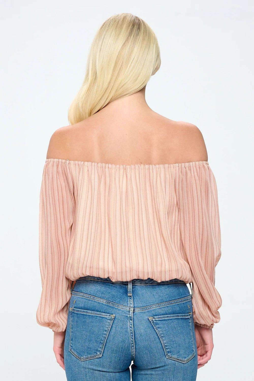 Off Shoulder Stripe Yoru Chiffon - House of Drip Apparel