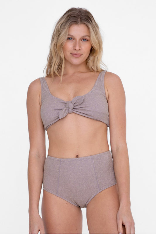 Lurex Ribbed Bow Bikini with Metallic Thread