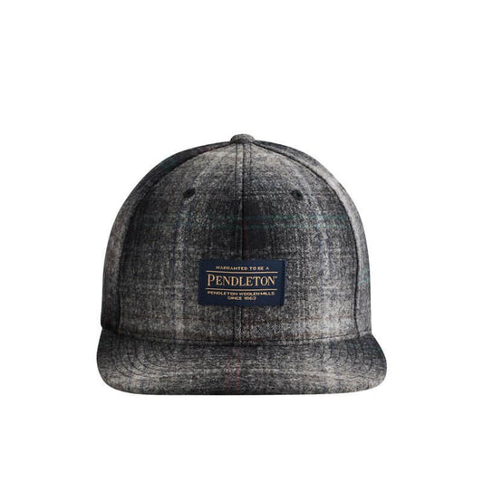 Plaid Flat Brim Hat Grey Mix Plaid - Pendleton featuring a structured flat brim design in versatile grey tones.