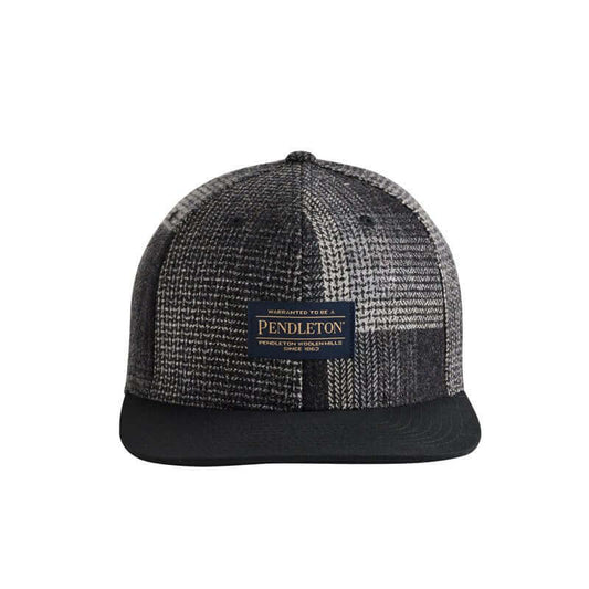 Plaid Flat Brim Hat Patchwork Black - Pendleton featuring a stylish plaid design and flat brim.