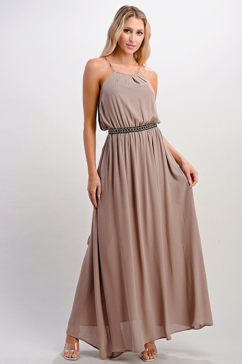 Pleated Cami Chiffon Maxi Dress - House of Drip Apparel