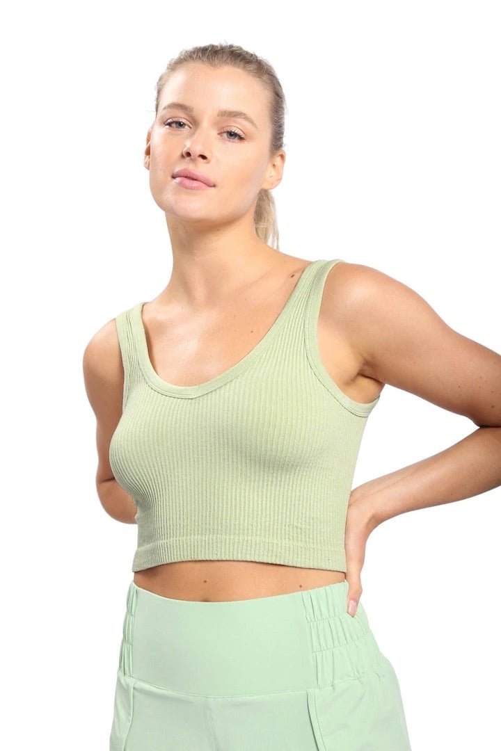 Ribbed Seamless Cropped Tank Top - House of Drip Apparel