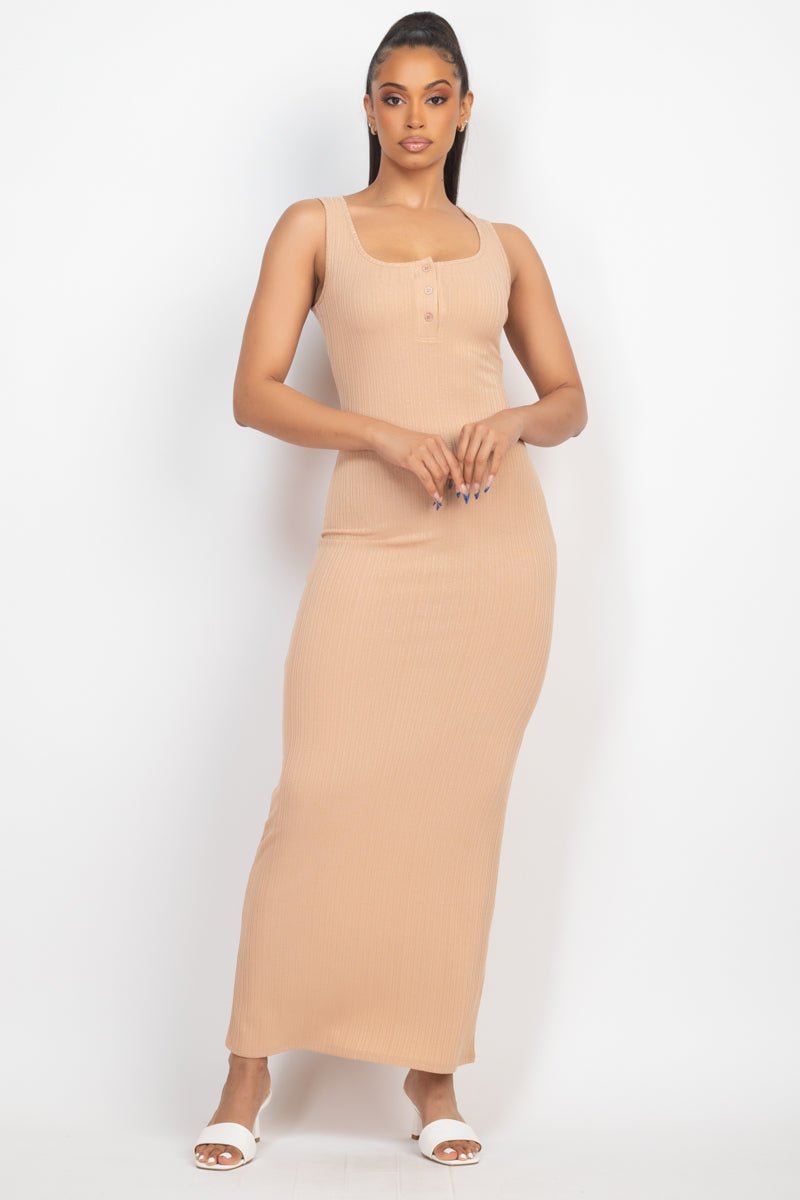 Ribbed Sleeveless Maxi Dress - House of Drip Apparel