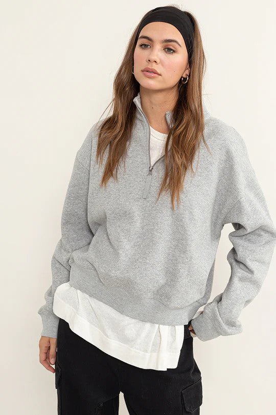 Right Time Half Zip Sweatshirt - House of Drip Apparel