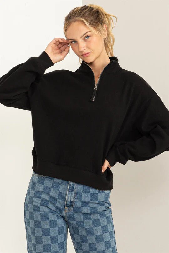 Right Time Half Zip Sweatshirt - House of Drip Apparel
