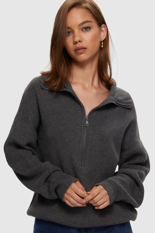 Longer Length Knitted Half Zip - Kuwalla
