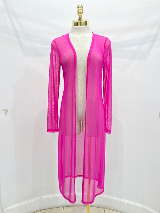 Mesh Long Sheer Duster Cardigan