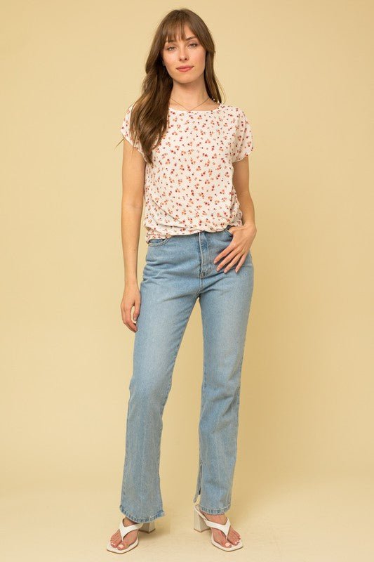 Short Sleeve Side Knot Detail Top - House of Drip Apparel