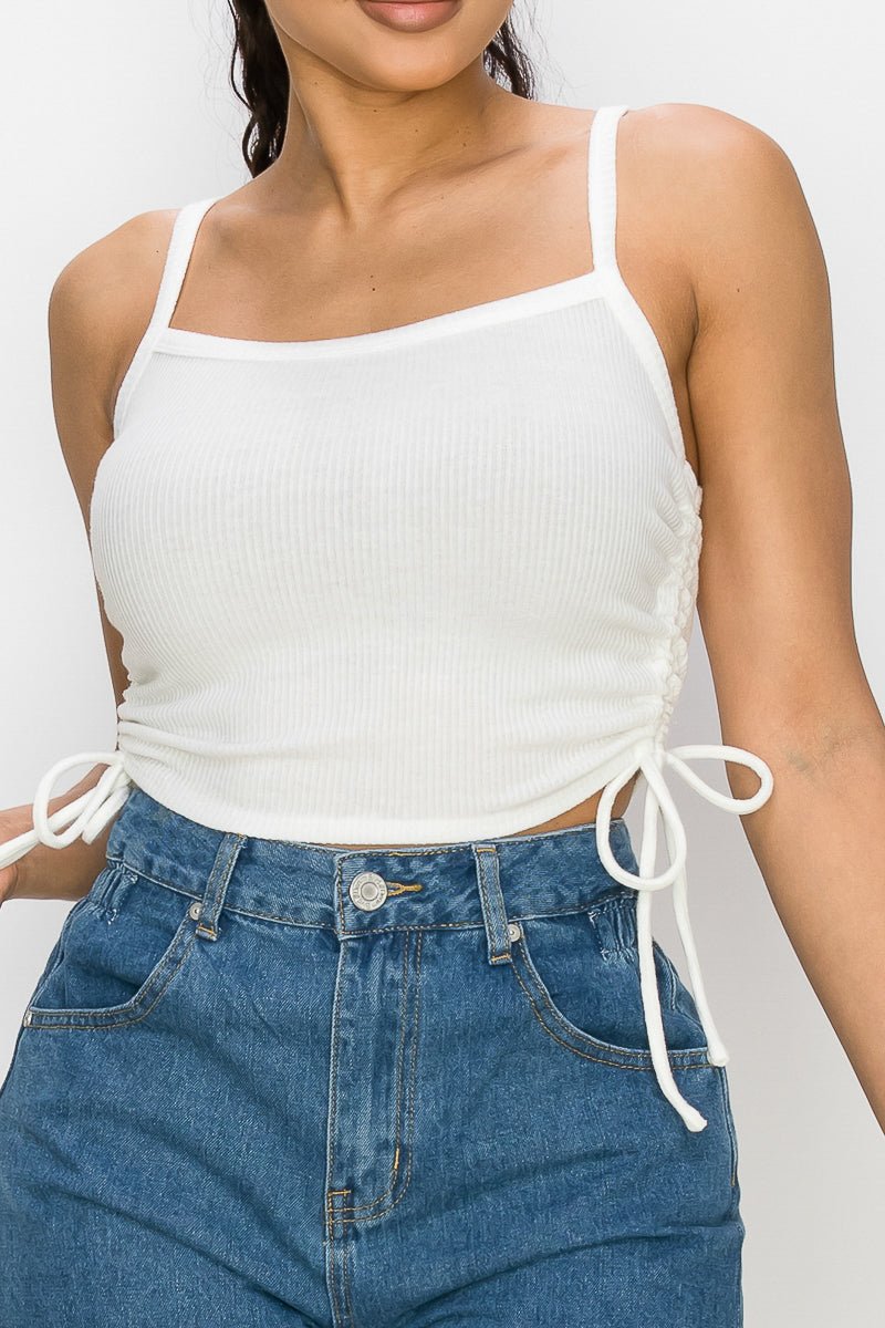 Side Ruched Knit Top - House of Drip Apparel