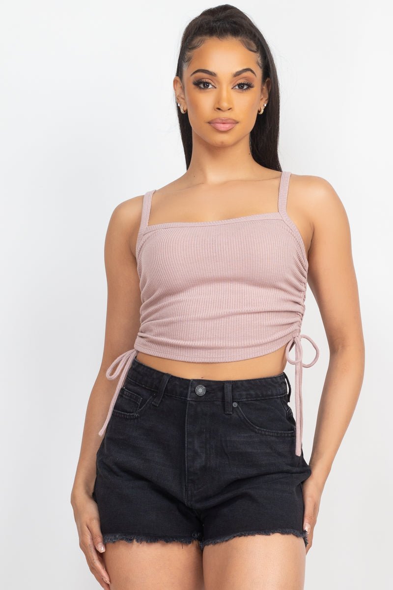 Side Ruched Knit Top - House of Drip Apparel