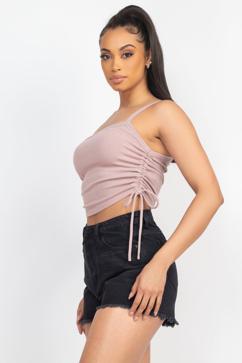 Side Ruched Knit Top - House of Drip Apparel