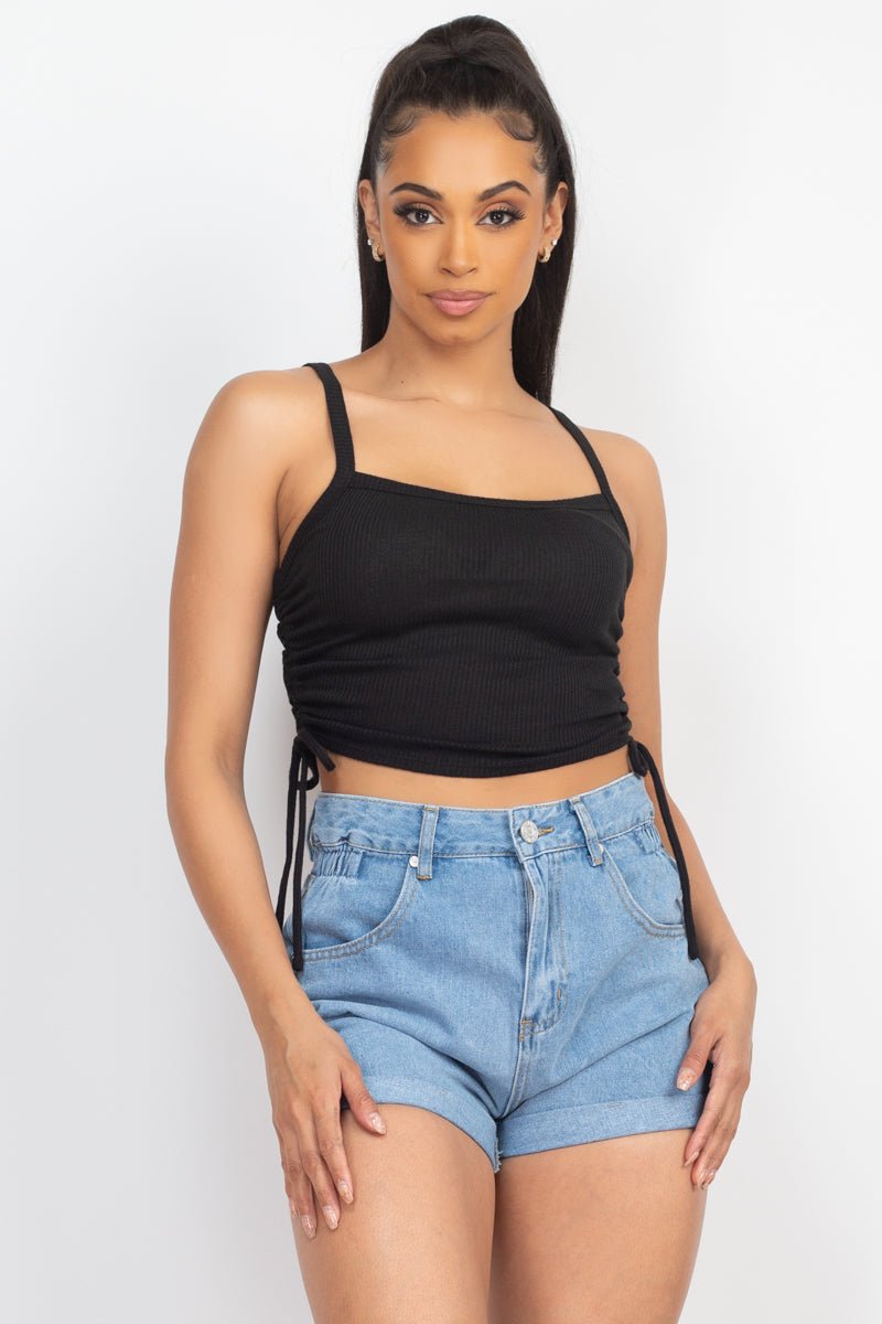 Side Ruched Knit Top - House of Drip Apparel