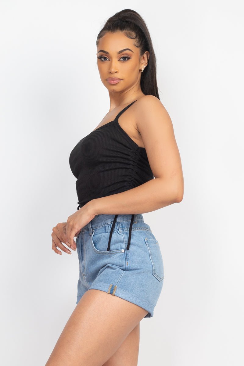 Side Ruched Knit Top - House of Drip Apparel