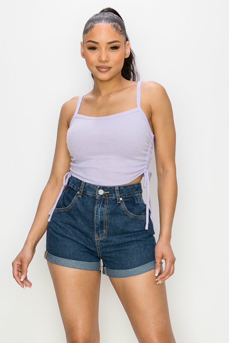 Side Ruched Knit Top - House of Drip Apparel