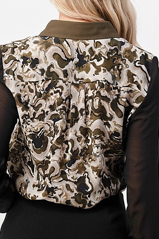 Silk Wavy Marble Printed Top - House of Drip Apparel