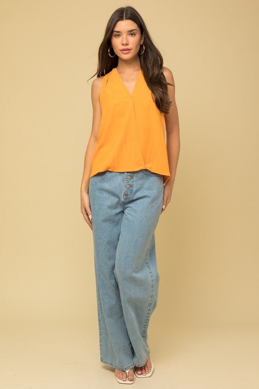 Sleeveless Bottom Overlap Top - House of Drip Apparel